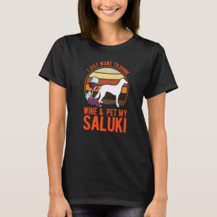 Saluki und Wine Persischer Greyhound Saluki T-Shirt