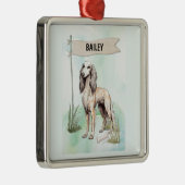 Saluki Watercolor Personalized Dog Ornament Aus Metall (Rechts)