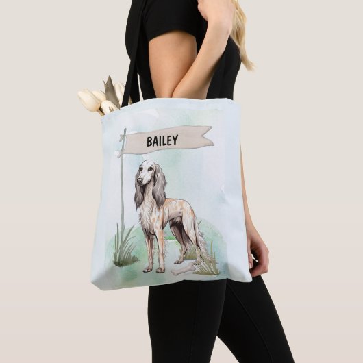 Saluki Watercolor Personalized Dog Tasche (Von Nahem)
