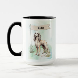 Saluki Watercolor Personalized Dog Tasse