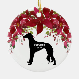 Saluki Weihnachtsverzierung Keramik Ornament