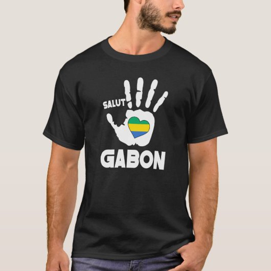 Salut Gabon mit gabunischer Fahne in einer herzhaf T-Shirt (Vorderseite)