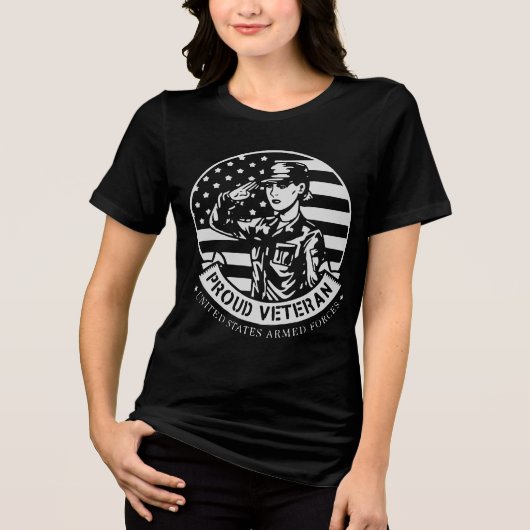 Salute A Proud Female Veteran © FB @ # Tri-Blend Shirt (Vorderseite)