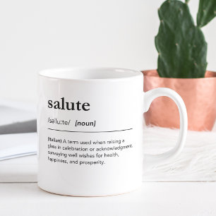 Salute Definition italienischer Wörterbuchkunst Kaffeetasse
