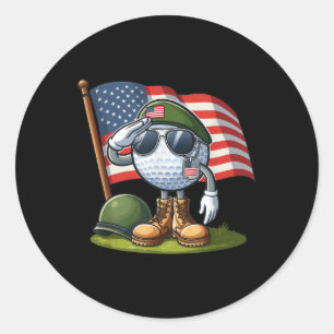 Salute Golf American USA Flag Gedenktag 4. Runder Aufkleber