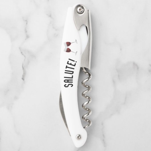 Salute! mit Weinbrille Kellnermesser (Rückseite)