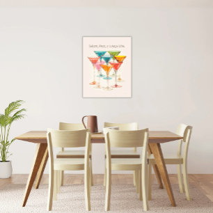 Salute, Pace, e Lunga Vita Vintag Martini-Brille Leinwanddruck