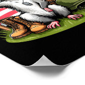 Salute Possum American Usa Flag Memorial Day 4. O Poster (Ecke)