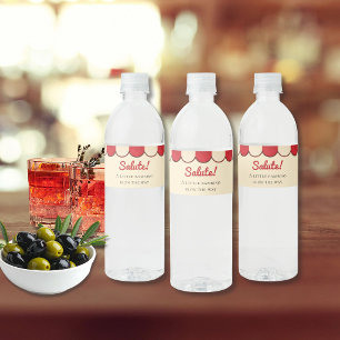 Salute Rote italienische Babyparty Wasserflaschenetikett