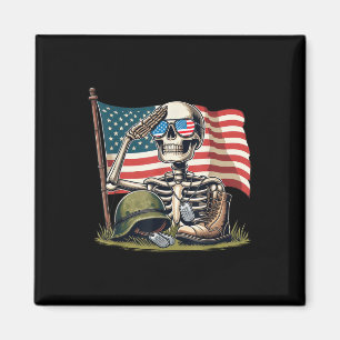Salute Skeleton American Usa Flag Gedenktag 4. Magnet