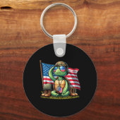 Salute Turtle American Usa Flag Gedenktag 4. Schlüsselanhänger (Vorderseite)