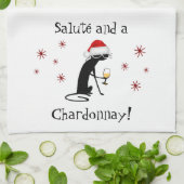 Salute und eine Chardonnay Cat Geschirrtuch (Gefaltet)