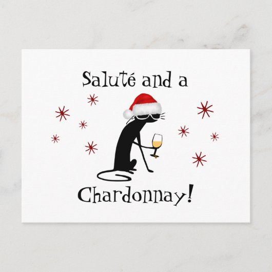 Salute und eine Chardonnay Cat Postkarte (Vorderseite)