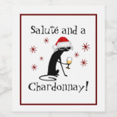 Salute und eine Chardonnay Cat Weinetikett (Einzelnes Label)