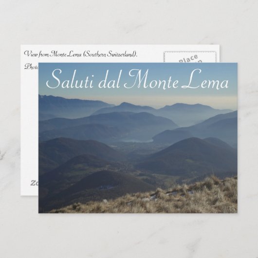 "Saluti dal Monte Lema" - Schweizer Postkarte (Vorne/Hinten)