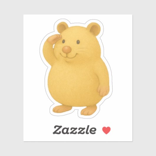 Saluting Cream Hamster Die-Cut Sticker (Blatt)