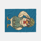 Saluting Soldier Chicken Military Rooster Army For Fleecedecke (Vorderseite (Horizontal))