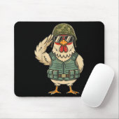 Saluting Soldier Chicken Military Rooster Army For Mousepad (Mit Mouse)