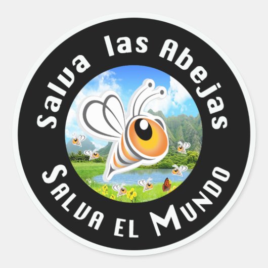 Salva las Abejas Salva el Mundi Runder Aufkleber (Vorderseite)