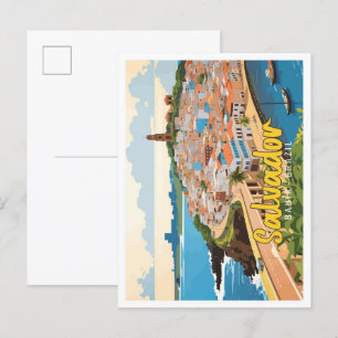 Salvador Bahia Brasil Pop-Art-Reiseillustration Postkarte