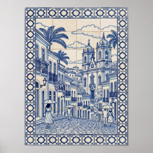 Salvador Bahia Brasilien Blau Portugiesische Azule Poster