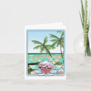 Salvador Brasilien Vintages Reiseplakat. Feiertagskarte