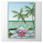 Salvador Brasilien Vintages Reiseplakat. Fliese (Vorderseite)