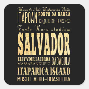 Salvador Stadt Brasilien Typografie Kunst Quadratischer Aufkleber