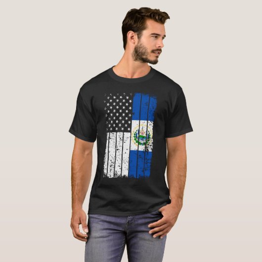 Salvadoran America Flag T - Shirt - El Salvador US (Vorne ganz)