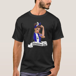 Salvadoran Girl Women Mama Flag DNA El Salvador Sa T-Shirt