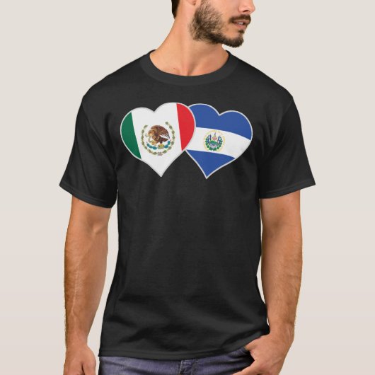Salvadorianisches Flaggenherz Mexiko El Salvador T-Shirt (Vorderseite)