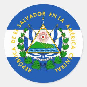 Salvadorische Flagge & Wappen, El Salvador Runder Aufkleber