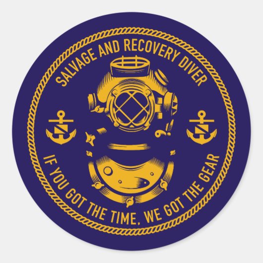 Salvage & Erholung Diver Runder Aufkleber (Vorderseite)