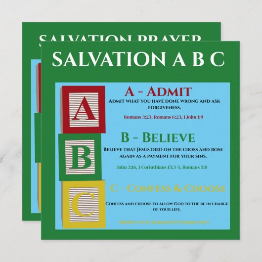 Salvation abc feiertagskarte (Vorne/Hinten)