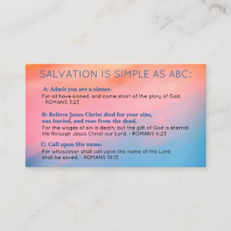 Salvation ABC's Christian Evangelism Gospel KJV  Visitenkarte