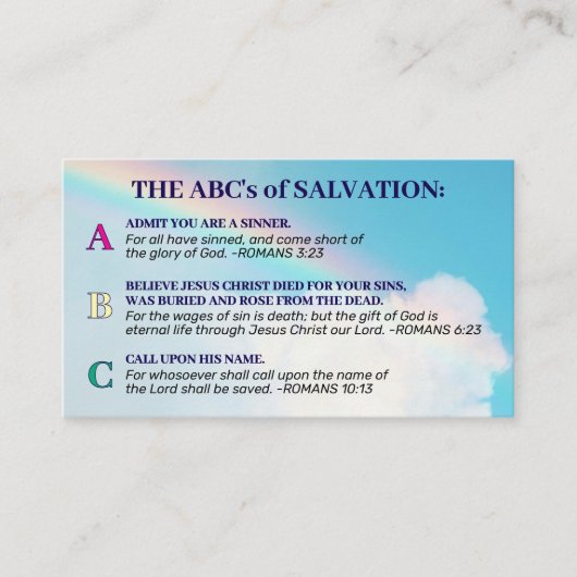 Salvation Gospel KJV Bibel Christliche Erkundung Visitenkarte (Vorderseite)