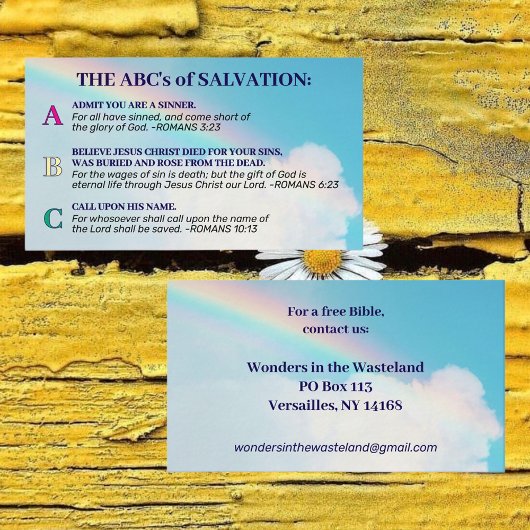 Salvation Gospel KJV Bibel Christliche Erkundung Visitenkarte
