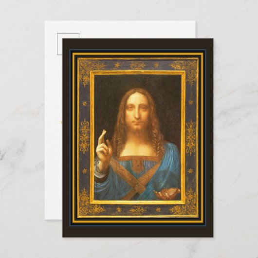 Salvator Mundi c 1500 Leonardo da Vinci Kunst Postkarte (Vorne/Hinten)