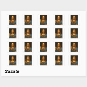 SALVATOR MUNDI FINE ART DRUCKEN QUADRATISCHER AUFKLEBER