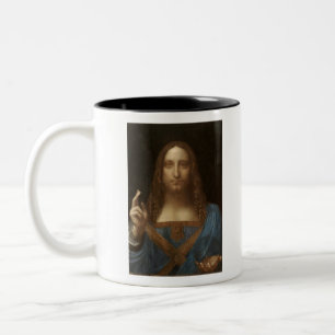 Salvator Mundi , Gemälde Christi, Vinci Zweifarbige Tasse