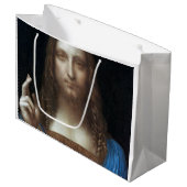 Salvator Mundi, Jesus Christus, Leonardo da Vinci Große Geschenktüte (Vorderseite Schrägansicht)