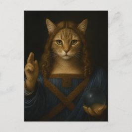 Salvator Mundi Katze Renaissance Parodie Kunst Postkarte