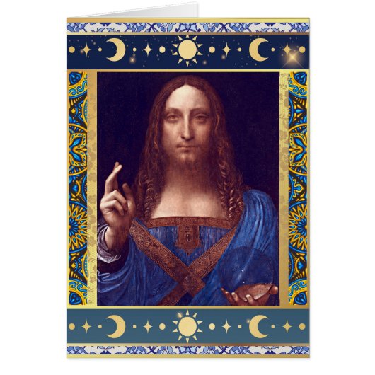 Salvator Mundi von Leonardo da Vinci Weihnachtskar (Vorne)
