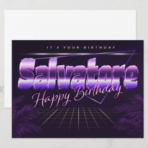 Salvatore Name Vorname lila retro Karte Geburtstag