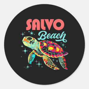 Salvo Beach Nc Artistic Sea Turtle Retro Runder Aufkleber