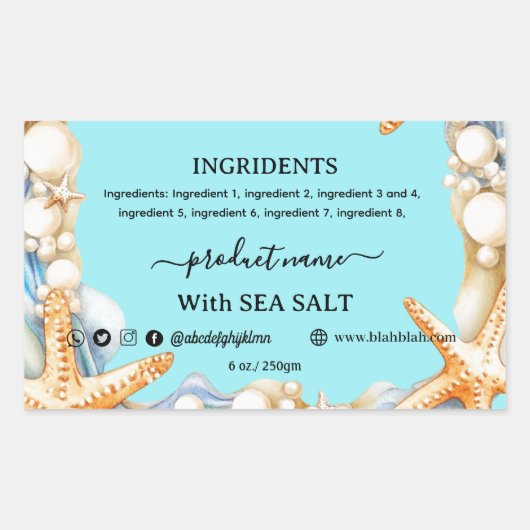 SALZ, hausgemachte Seifenlehne Rechteckiger Aufkleber (Vorderseite)