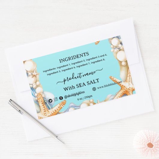 SALZ, hausgemachte Seifenlehne Rechteckiger Aufkleber (Umschlag)