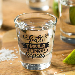 Salz Tequila Limette Wiederholen Schnapsglas