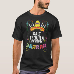 Salz Tequila Limon Wiederholung Alkoholischer Tequ T-Shirt