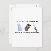 Salz und Batterie mit einer tödlichen Waffe Postkarte (Vorne/Hinten)